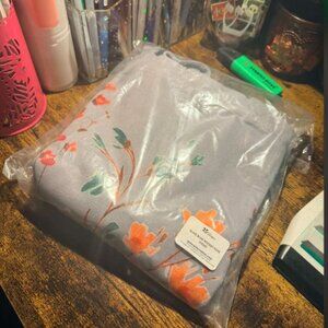 Erin Condren - Pocket Tote Bag - Slate Blue w/floral design - NEW